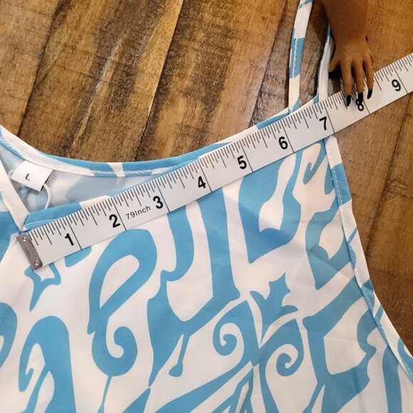 Made with Love NWT V-Neck Maxi Dress Cool Blue and White Design Cover Up… - Picture 9 of 12